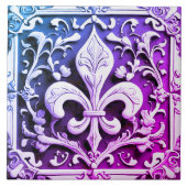 Carreau Fleur de Lis bleu violet (Devant)