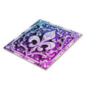 Carreau Fleur de Lis bleu violet (Côté)