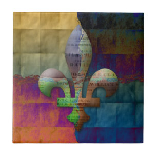 Carreau Fleur de Lis dans des tons de bijou