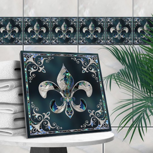 Carreau Fleur de lis de luxe - Abalone Shell et Pearl