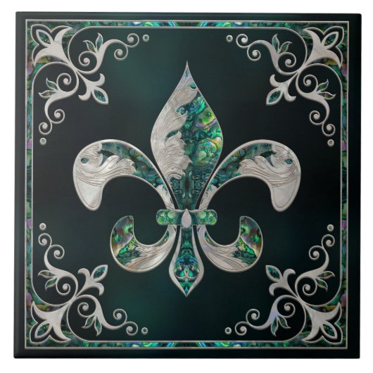 Carreau Fleur de lis de luxe - Abalone Shell et Pearl (Devant)