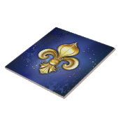 Carreau Fleur de Lis dorée sur fond bleu (Côté)