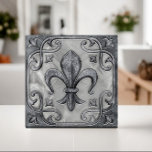 Carreau Fleur-De-Lis Elégant Marbre Vintage<br><div class="desc">Fleur-De-Lis Elégant Marbre Vintage</div>
