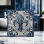 Carreau Fleur-De-Lis Marbre Vintage et perle