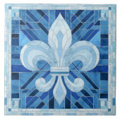 Carreau Fleur-de-lis - Mosaïque de marbre bleu (Devant)