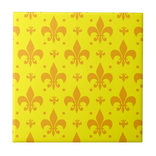 Carreau Fleur de lis Motif jaune (Devant)