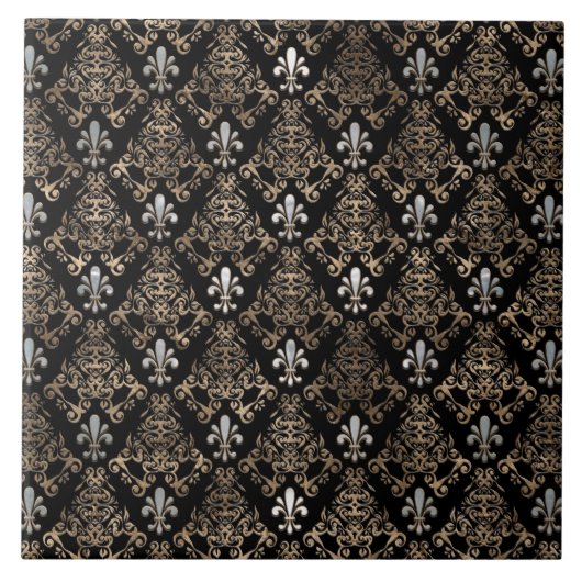 Carreau Fleur de lis motif perle et or (Devant)