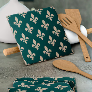 Carreau Fleur de Lis Motif, Royal French Creative on Green