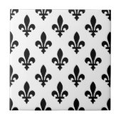 Carreau Fleur de Lis Motif, Royal French, Noir sur Blanc (Devant)