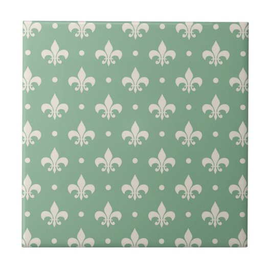 Carreau Fleur de Lis motif sur arrière - plan vert (Devant)