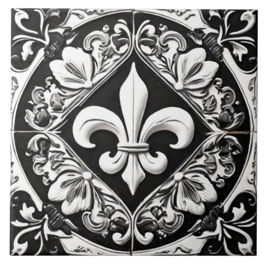 Carreau Fleur de Lis noir et blanc (Devant)