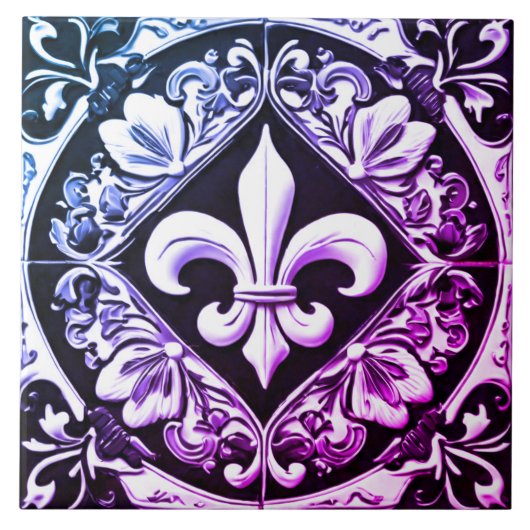 Carreau Fleur de Lis violet et noir (Devant)