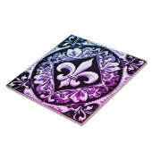 Carreau Fleur de Lis violet et noir (Côté)