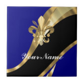 Carreau Fleur de lys bleu foncé et or (Devant)