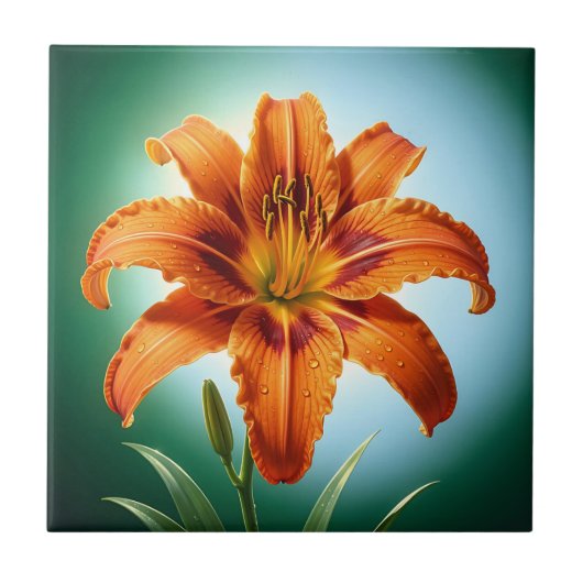 Carreau Fleur de lys orange vibrant en fleurs (Devant)