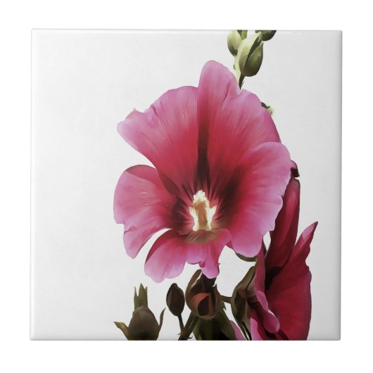 Carreau Fleur de Malva rose paradisiaque (Devant)