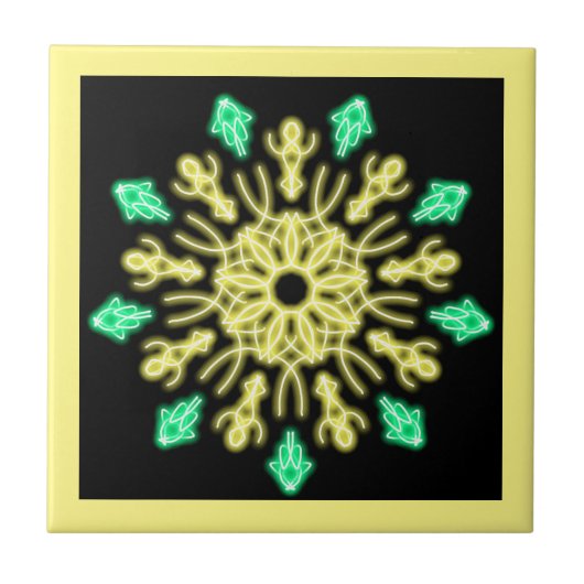 Carreau Fleur de néon jaune et vert (Devant)