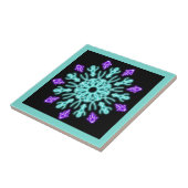 Carreau Fleur de néon pourpre et turquose (Côté)