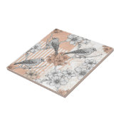 Carreau Fleur de Oiseau Vintage Toile Rayure (3) (Côté)