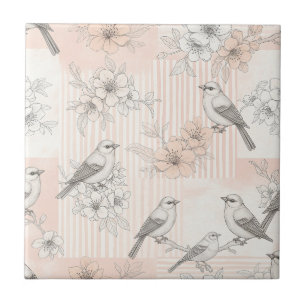 Carreau Fleur de Oiseau Vintage Toile Rayure (6)