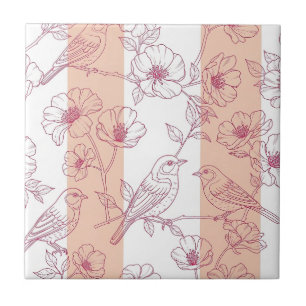 Carreau Fleur de Oiseau Vintage Toile Rayure (9)