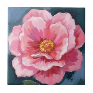 Carreau Fleur de pivoine rose aquarelle florale