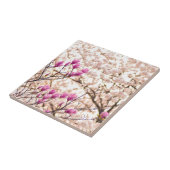 Carreau Fleur de printemps rose pourpre en floraison (Côté)