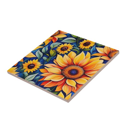 Carreau Fleur de soleil jaune moderne (Côté)