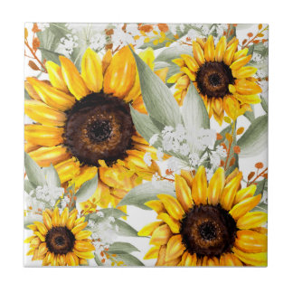 Carreau Fleur de tournesol Jaune Floral Rustique Automne F
