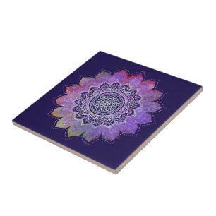 Carreau Fleur de Vie - Galaxie de style vintage espace 1