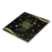 Carreau Fleur de vie - Malachite et papillons (Côté)