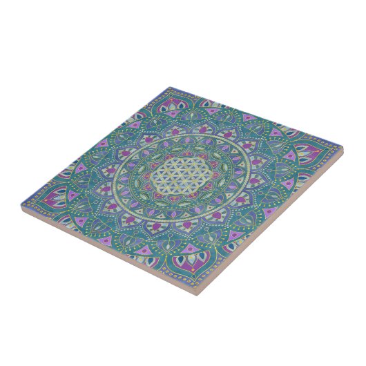 Carreau Fleur de Vie - Mandala Style Inde 1 (Côté)