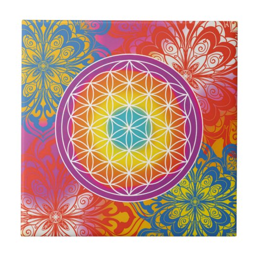 Carreau Fleur de vie mandala zen (Devant)