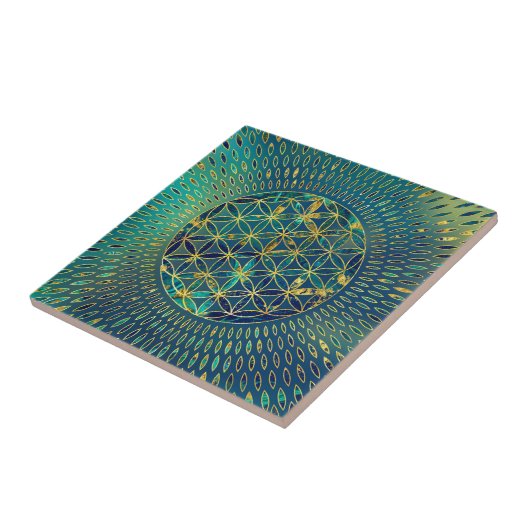 Carreau Fleur de vie Marbre et or (Côté)