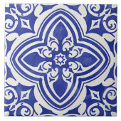 Carreau Fleur Décorative Bleu Rustique Blanc (Devant)