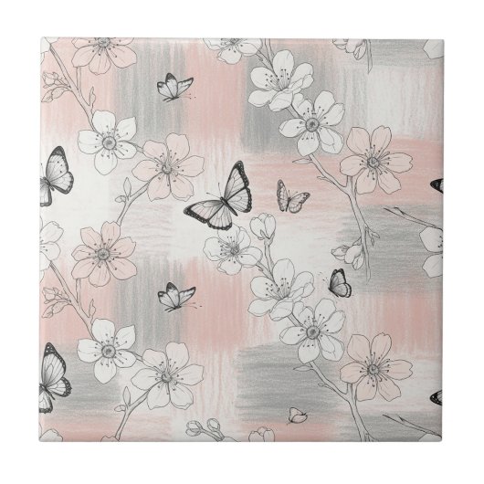 Carreau Fleur d'Élégant Papillon (3) (Devant)