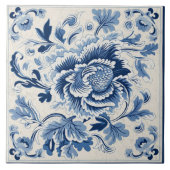 Carreau Fleur d'encre bleue chinoise traditionnelle 3 (Devant)