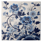 Carreau Fleur d'encre bleue chinoise traditionnelle Art 5 (Devant)