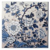 Carreau Fleur d'encre bleue chinoise traditionnelle Art 6 (Devant)