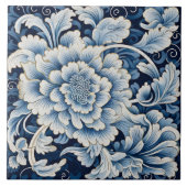 Carreau Fleur d'encre bleue traditionnelle chinoise Art 11 (Devant)