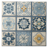 Carreau Fleur d'encre bleue traditionnelle chinoise Art 12 (Devant)