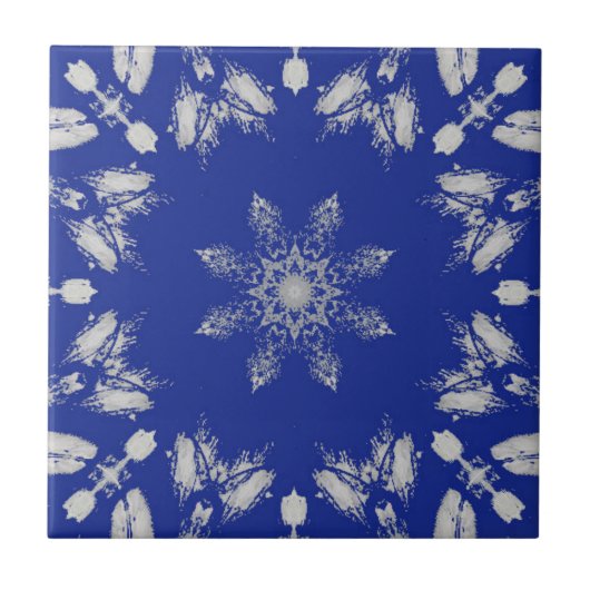 Carreau Fleur d'étoile d'argent bleu brillant (Devant)