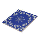 Carreau Fleur d'étoile d'argent bleu brillant (Côté)