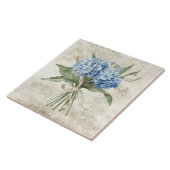 Carreau Fleur d'hydrange bleue aquarelle rustique (Côté)