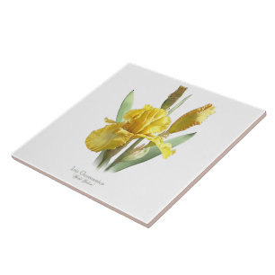 Carreau Fleur d'Iris Jaune Art Botanique de Style