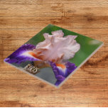 Carreau Fleur d'Iris rose et pourpre<br><div class="desc">Carrelage en céramique qui présente l'image photo d'un rose et violet,  barbu Fleur d'Iris avec barbe orange. Un joli design floral ! Sélectionnez votre taille de tuile. Fais un joli trivet de cuisine !</div>