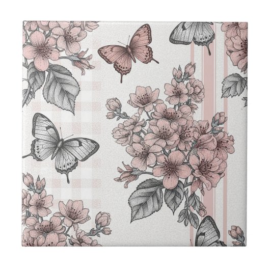 Carreau Fleur Élégante de Papillon (1) (Devant)