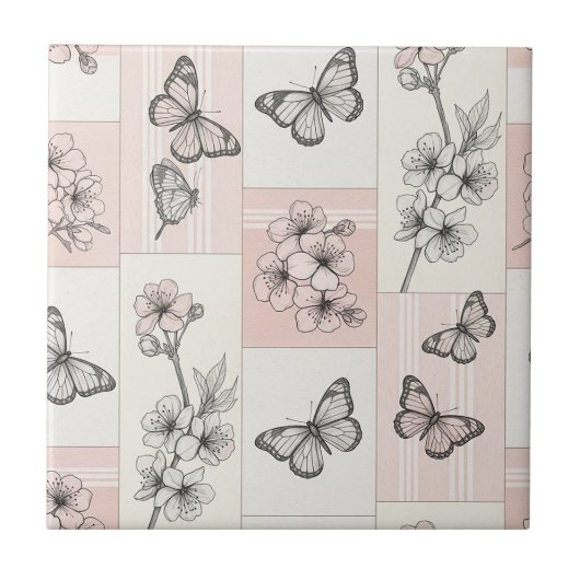 Carreau Fleur Élégante de Papillon (5) (Devant)