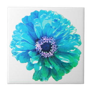 Carreau Fleur élégante sarcelle bleue florale marguerite