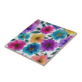 Carreau Fleur Élégante Vibrante Fleurs Aquarelle Floral (Côté)